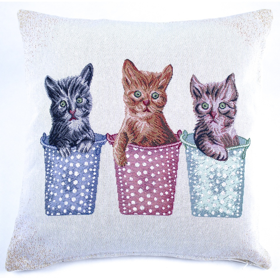 BO-MA Trading Vánoční povlak na polštářek 3 kočky, 45 x 45 cm