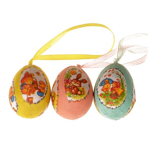 Set of Easter eggs with spring motifs, height 4cm, 12 pieces per pack