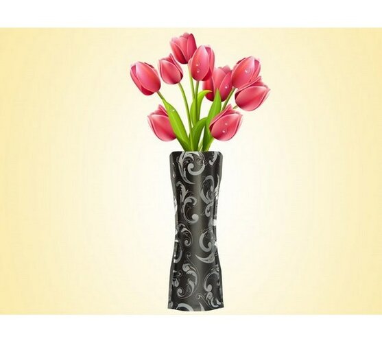 Váza skládacia čierna, čierna, 19 x 28 cm
