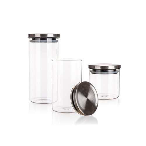 Banquet Set of glass jars with lids Freia, 3 pcs