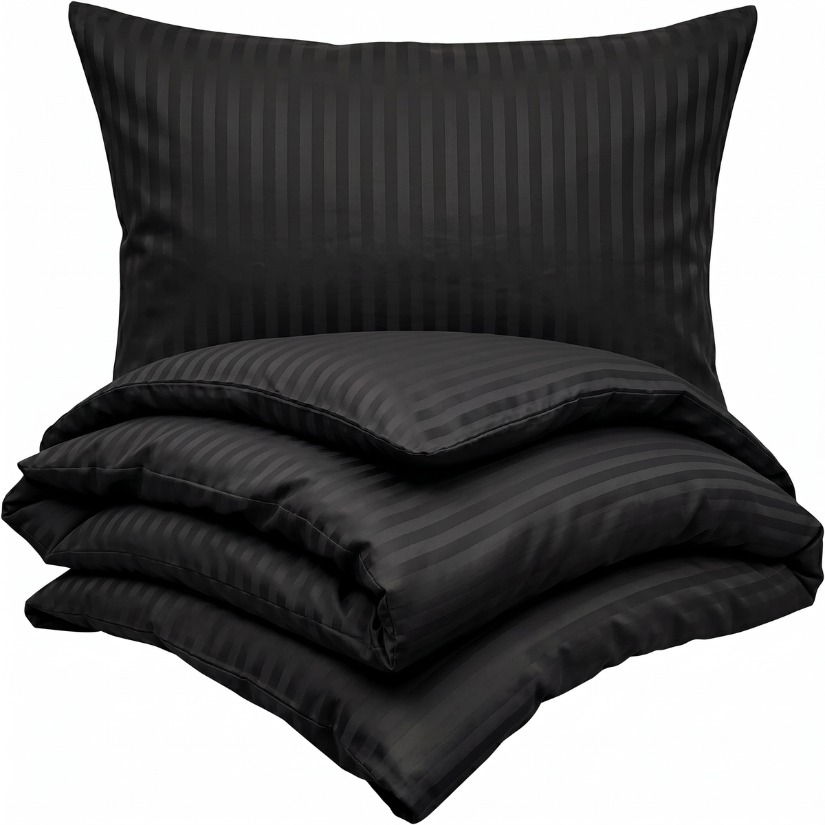 Kvalitex Saténové povlečení Stripe černá, 220 x 200 cm, 2 ks 70 x 90 cm