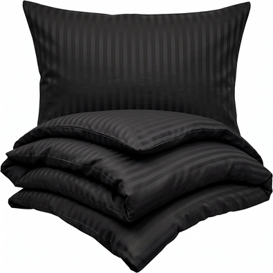 Kvalitex Saténové obliečky Stripe čierna, 220 x 200 cm, 2 ks 70 x 90 cm