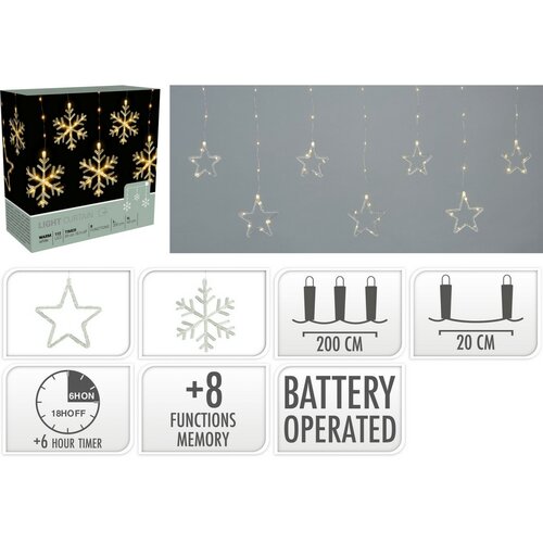 Decorațiune luminoasă pentru exterior Stars, 200x60cm, LED, alb cald, temporizator, 8 funcții