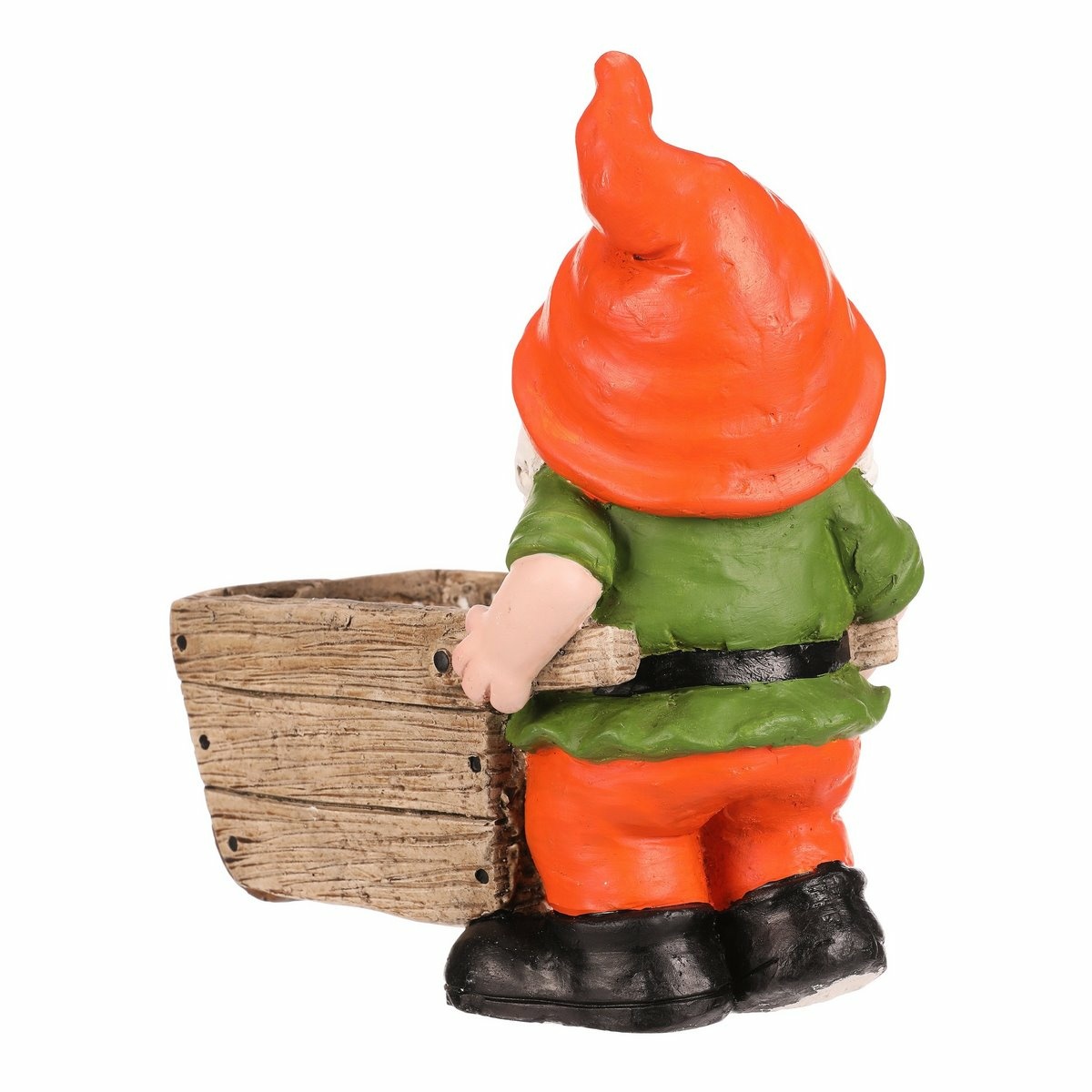 Zahradní dekorace Trpaslík s trakařem, oranžová, 31 x 16 x 33 cm - thumb (3)