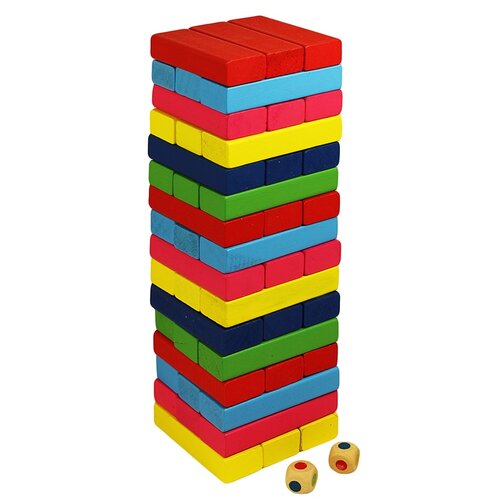 Fotografie Wood Toys Dřevěná věž Jenga, barevná