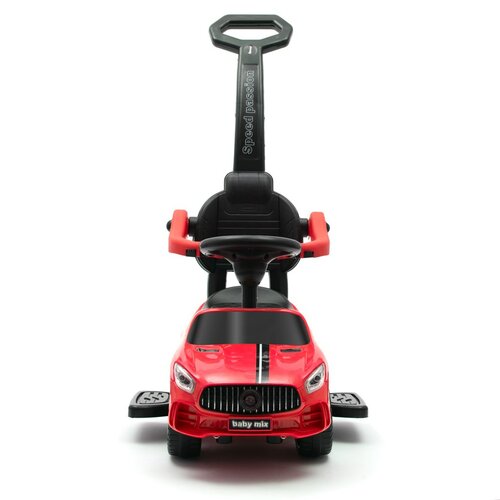 Baby Mix Detská odrážadlo so zvukom a vodiacoutyčou Racer, červená