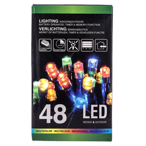 Vianočná svetelná reťaz, farebná, 48 LED