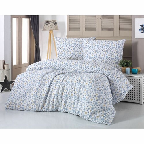 Kvalitex Бавовняна постільна білизна Сніжинка  синій, 140 х 200 см, 70 х 90 см