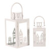 Zestaw latarni metalowych Domki biały, 2 szt.