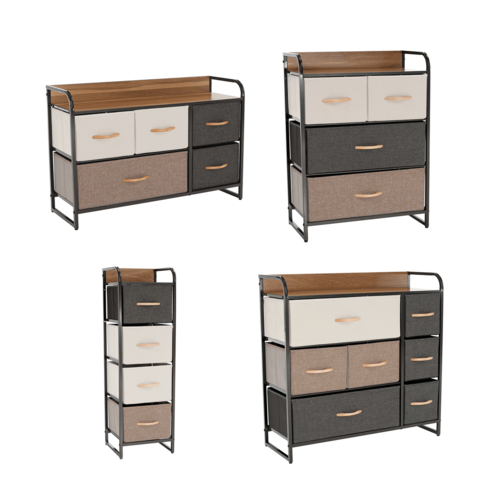 Komoda s látkovými šuplíky HAZEL TYP 3, hnědá