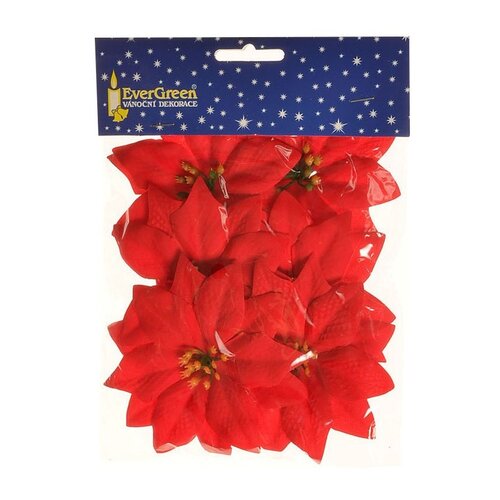 Set of 6 Christmas roses, red, 11 cm