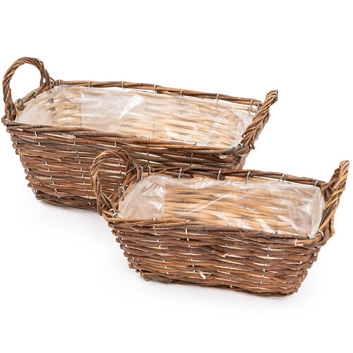 Pletena floristična košara rjava, 32 x 17 x 13 cm
