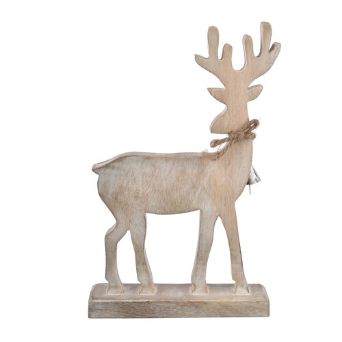 4Home Dekoration aus Mangoholz „Nordic Reindeer“, 33 cm