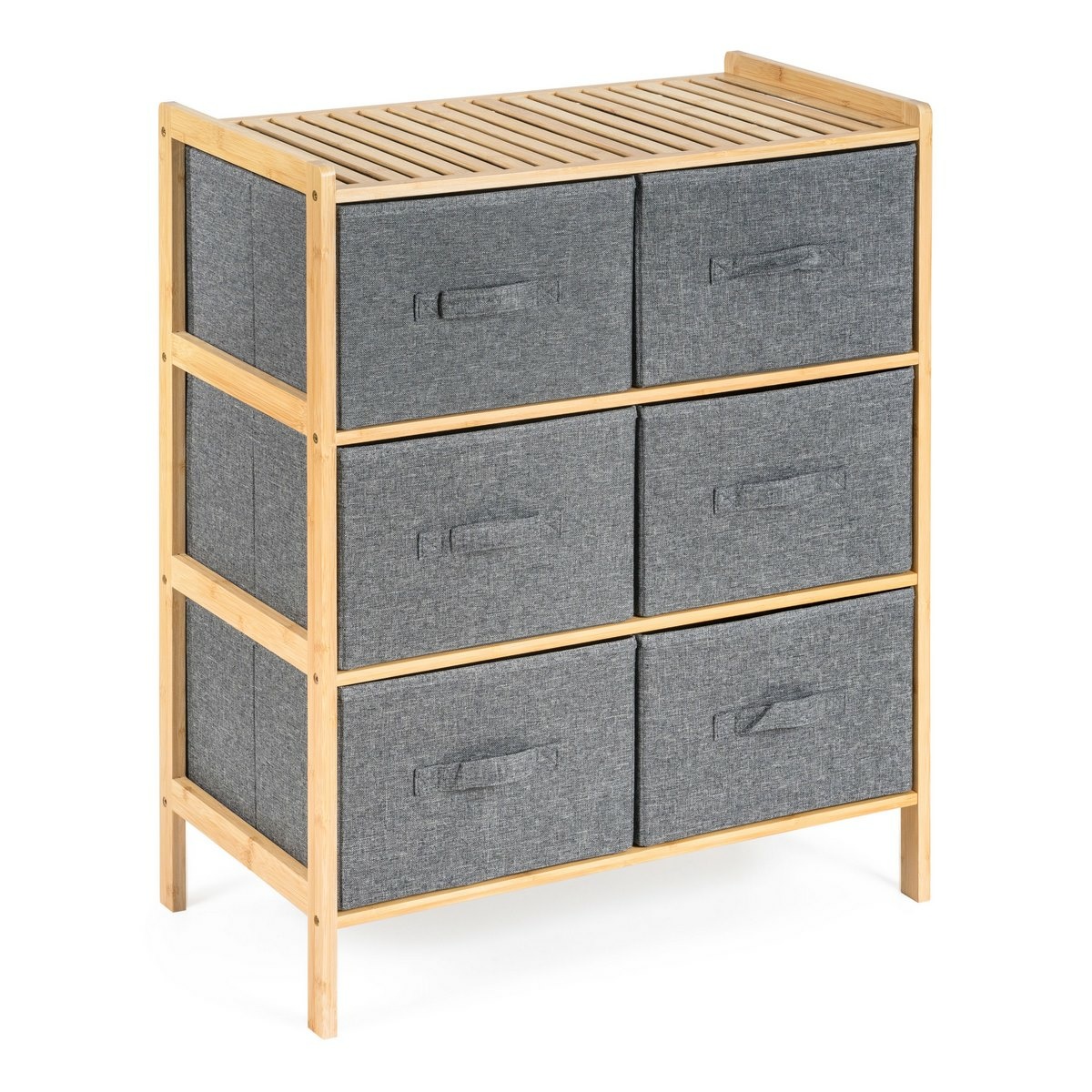 G21 Bambusová policová jednotka s košíkmi, 3police, sivá