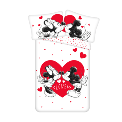 Дитяча бавовняна постільна білизна Mickey and  Minnie Love05, 140 x 200 см, 70 x 90 см