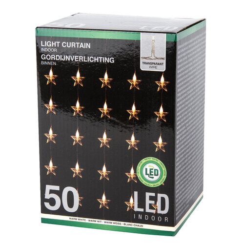 Závěsné svíticí řetězy s hvězdami, 50 LED