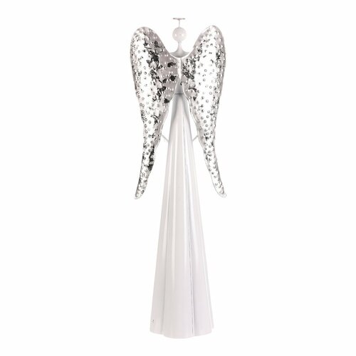 Božična dekoracija kovinski angel s svetlečimsrcem III, 65 cm