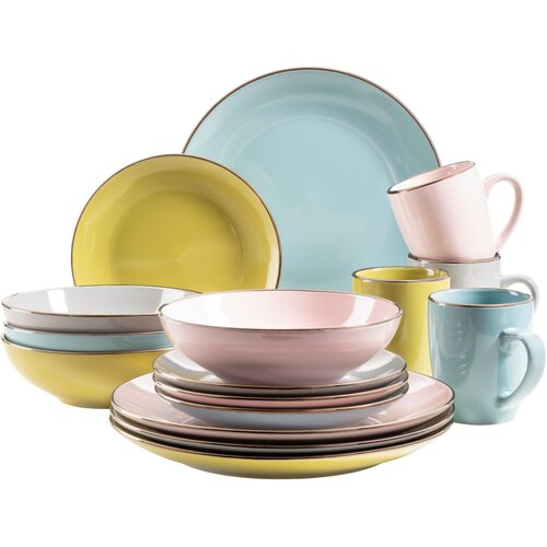 Mäser Metallic RIM Pastel 16 részes étkészlet