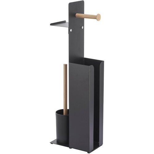 Suport pentru hârtie igienică cu perie și suport Spirella Yoni 67 x 22 x 12 cm, negru