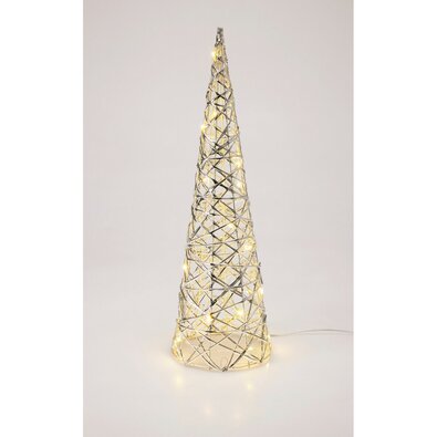 Vánoční svítící kužel Silver, 40 x 12 cm, 20micro LED, na baterie