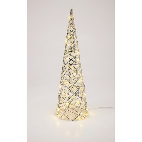 Vianočný svietiaci kužeľ Silver, 40 x 12 cm, 20 micro LED, na batérie
