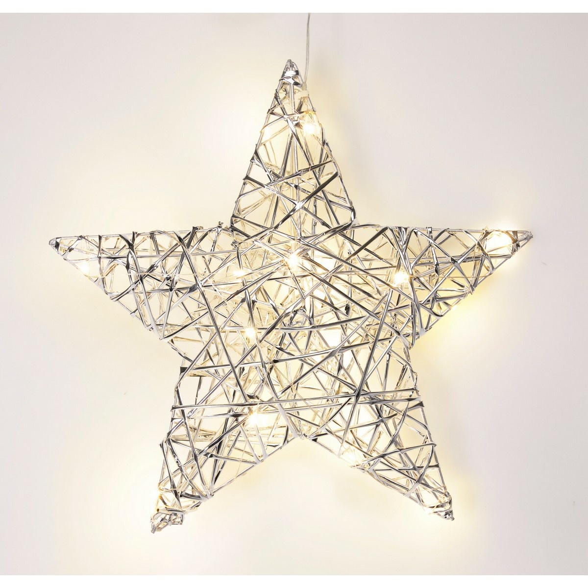 Świąteczna gwiazda świecąca Silver, 30 x 30 cm, 20 mikro LED, na baterie