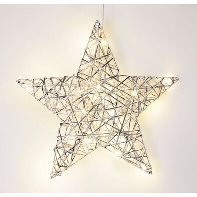Vánoční svítící hvězda Silver, 30 x 30 cm, 20micro LED, na baterie