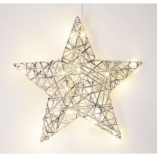 Świąteczna gwiazda świecąca Silver, 30 x 30 cm, 20 mikro LED, na baterie