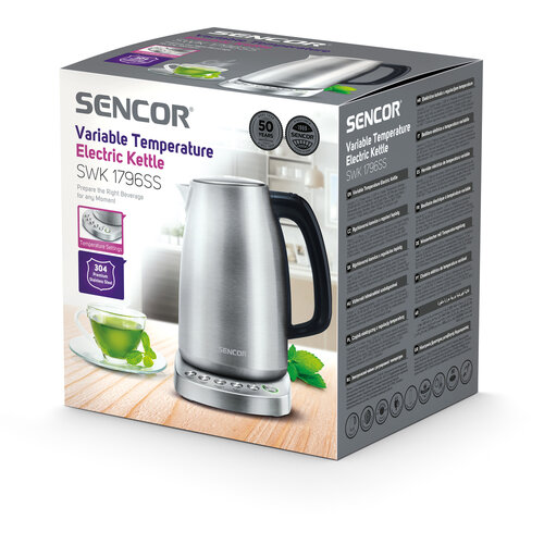 Sencor SWK 1796SS gyorsforraló vízforralótermoszzsákkal 1,7 l, rozsdamentes acél