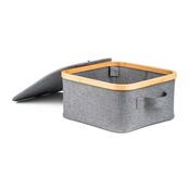 Úložný box G21 30 x 30 x 15 cm, bambusový s víkem, šedý