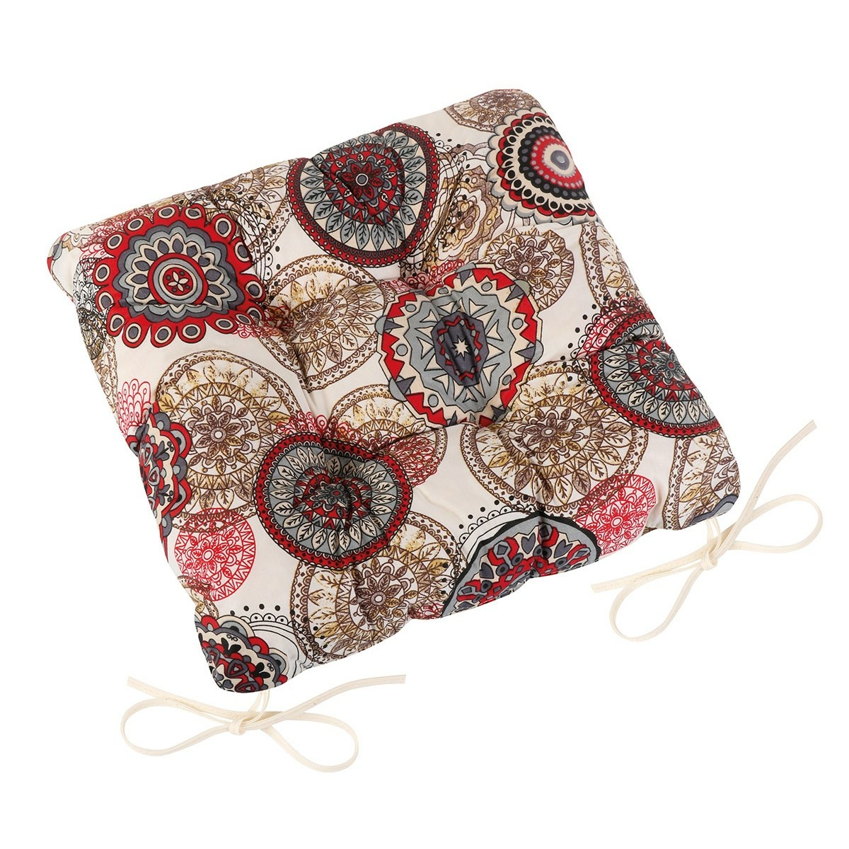 Bellatex Sedák Adéla prošívaný Mandala červená, 40 x 40 cm