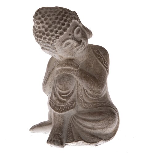 Statuetă din ciment Buddha, 12 x 16 cm, natural
