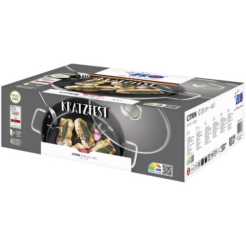 Elo 72438 Kozarec iz nerjavečega jekla s steklenimpokrovom Citrin 28 cm