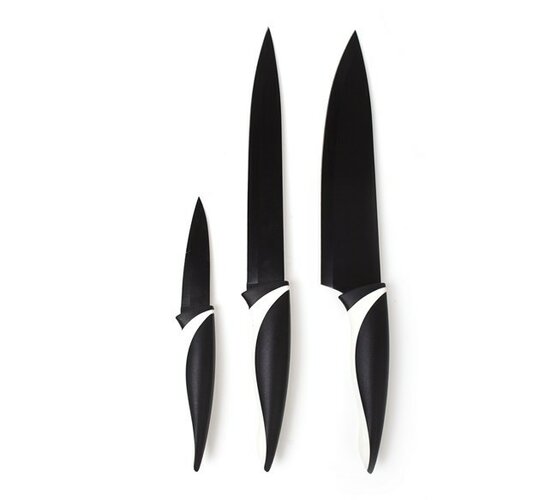 Sada nožů s nepřilnavým povrchem, 3 ks, černá