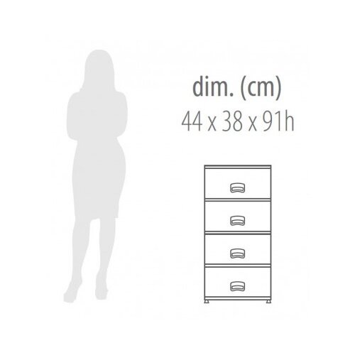 Aldotrade Kommode mit 4 Schubladen RETRO NEW, Grau