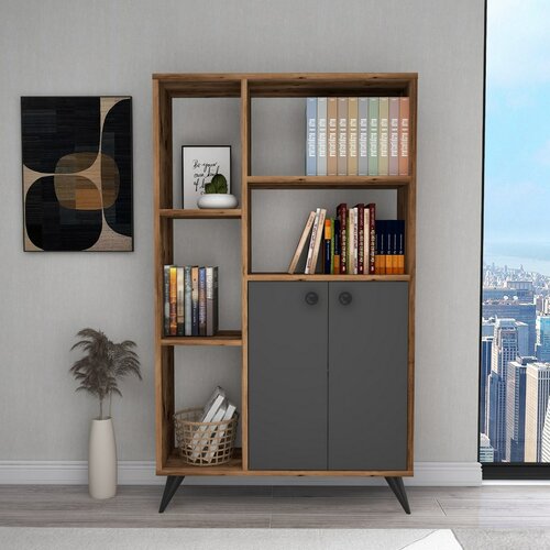 Knihovna Meldan Anthracite and Walnut
