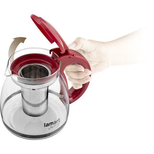 Lamart LT7074 czajnik Verre, 1,5 l, czerwony