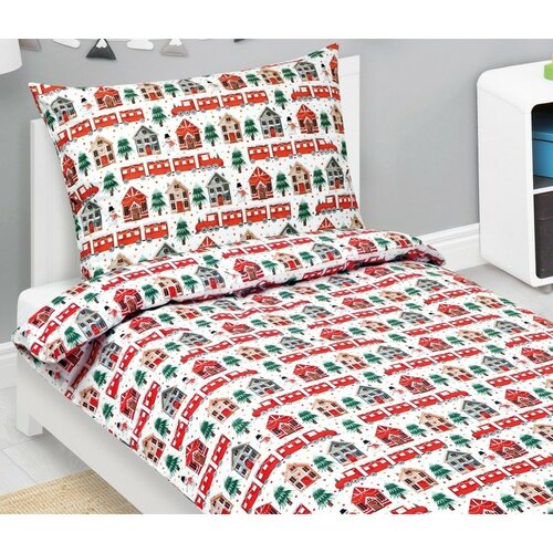 Bellatex Božična bombažna posteljnina Train, 140 x 200 cm, 70 x 90 cm