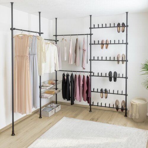 Wenko Set de 2 bare telescopice orizontale Herkules, negru