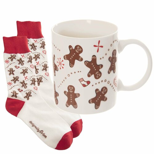 Orion Keramikbecher Lebkuchen, 0,35 l + Geschenk Damen-Socken