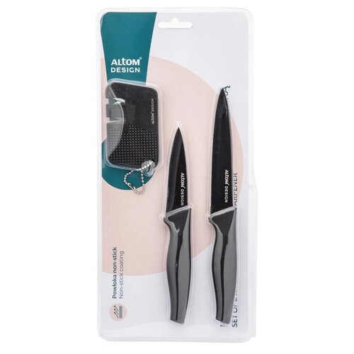Altom Set of 2 knives with non-stick surface andsharpener