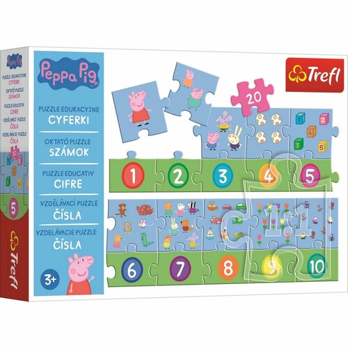 Trefl Oktatási puzzle Számok Peppa Pig, 20 darab