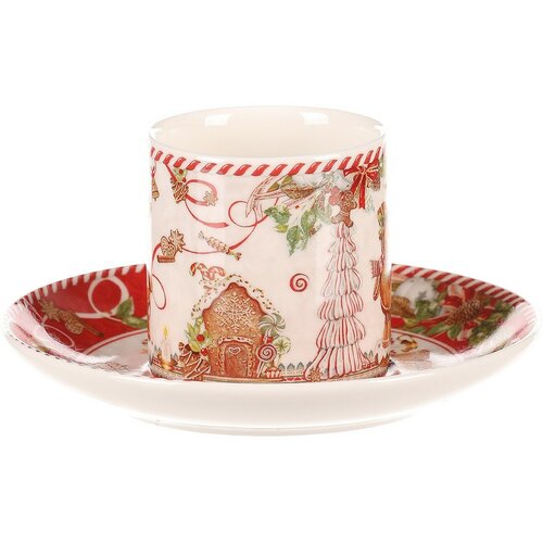 Darilni set 2 božičnih skodelic s podstavki Gingerbread 180 ml