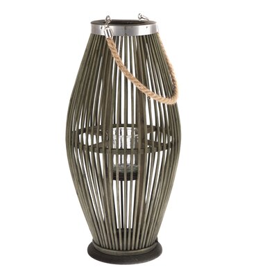 Bambusový lampáš so sklom Delgada, 49 x 24 cm