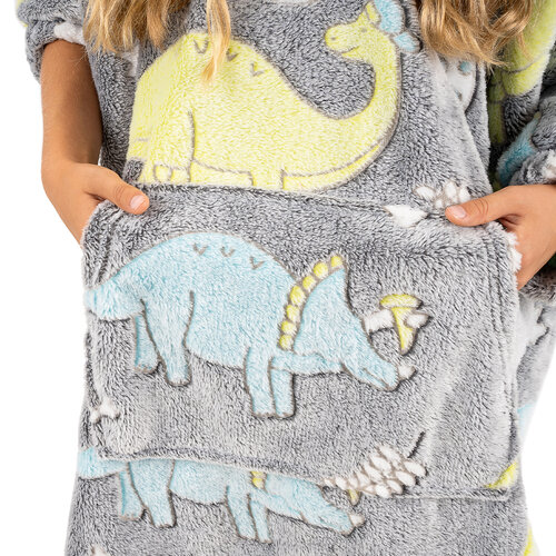 4Home Leuchtender Poncho Dino in Lammfelloptik , 72 x 150 cm