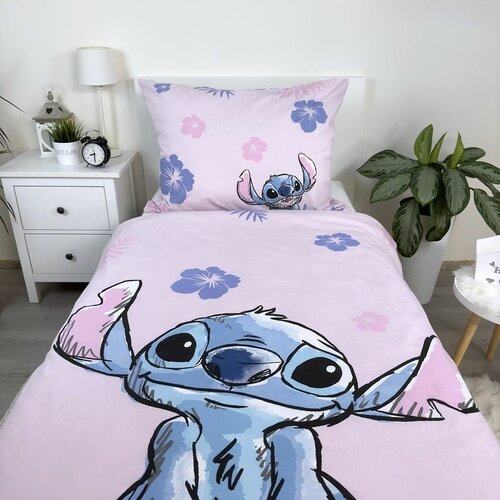 Jerry Fabrics Pamut ágynemű Lilo és Stitch Pink, 140 x 200 cm, 70 x 90 cm