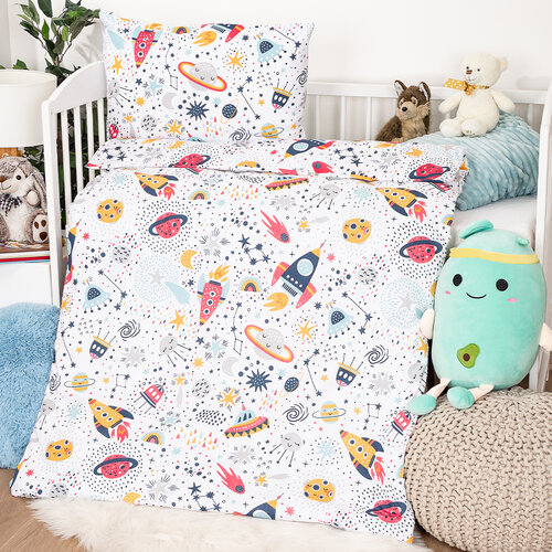 4Home Дитяча бавовняна постільна білизна для ліжечка Cosmic Adventure, 100 x 135 см, 40 x 60 см