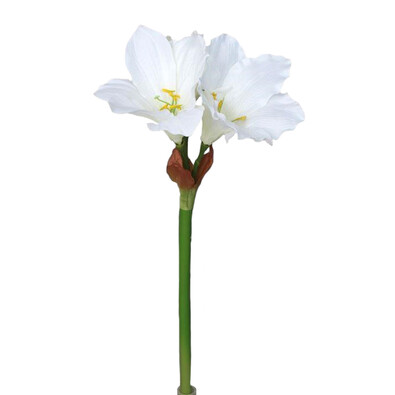 Amaryllis artificial, alb, 52 cm