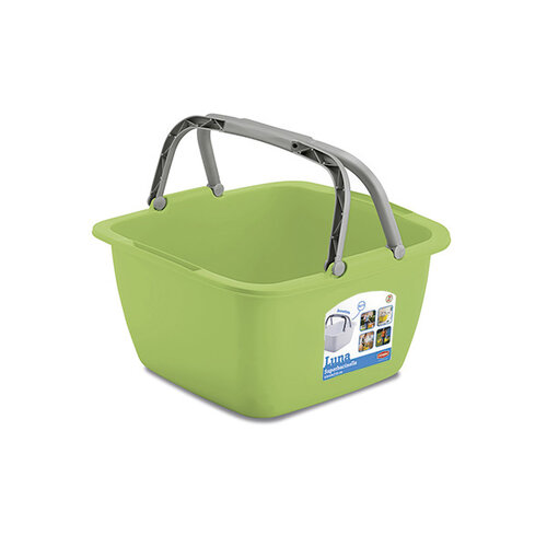 Plastično kvadratno umivalnik LUNA z ročaji, 18,5l