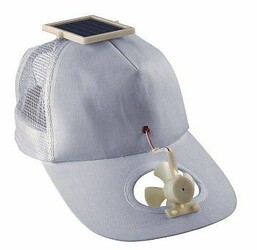 Solárna čiapka s ventilátorom, modrá